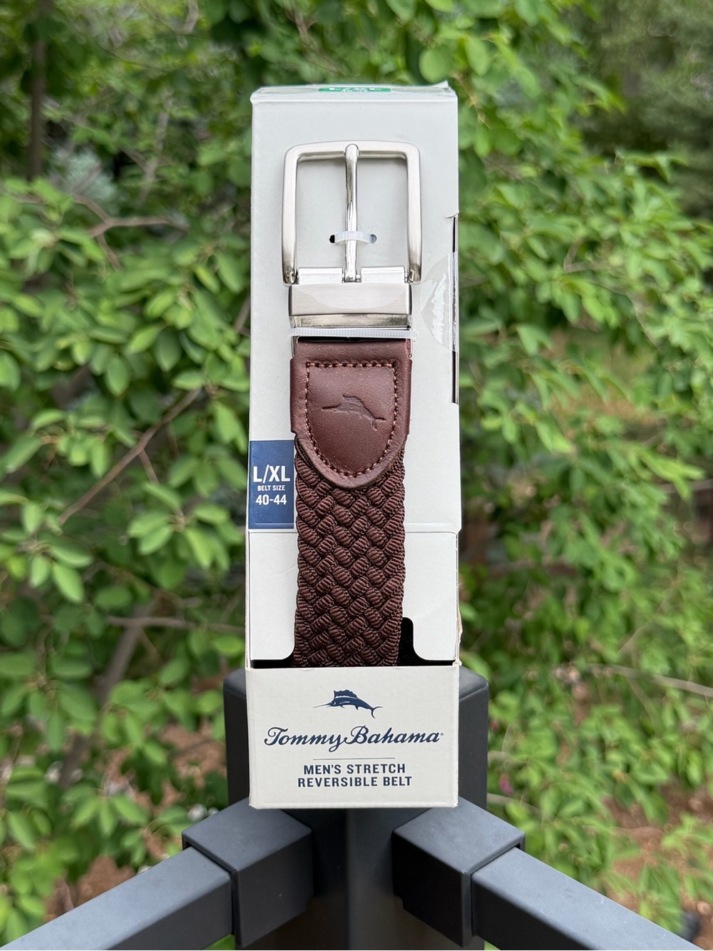 Tommy Bahama Men’s Stretch Reversible Braided Belt Brown/Navy L/XL 40-44